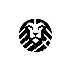 Striking Geometric Lion Head Logo Design in Bold