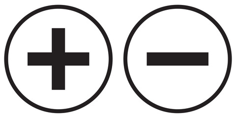 Fototapeta premium Plus and minus vector icons set. Math calculator signs.