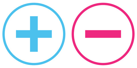 Fototapeta premium Plus and minus vector icons set. Math calculator signs.