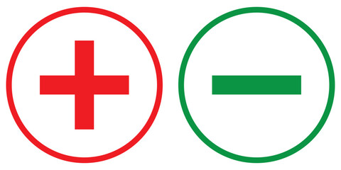 Plus and minus vector icons set. Math calculator signs.