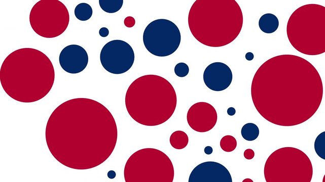 Red and blue polka dots on a white background, suitable for various graphic design projects and textile prints.