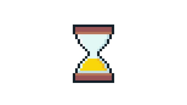 8-bit pixel art hourglass loading icon. looped animation 4k 30fps