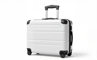 white travel suitcase isolated on transparent background, png. High quality