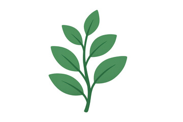 Fototapeta premium Green plant sprig with fresh leaves growing on a branch, symbolizing nature, growth, and organic life, transparent background