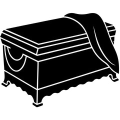 Black silhouette of a coffin draped with a cloth