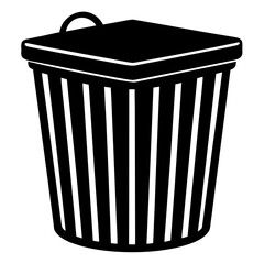 Black silhouette of a trash can with a lid and handle