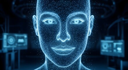 Digital face ai technology artificial intelligence network data science future innovation system human