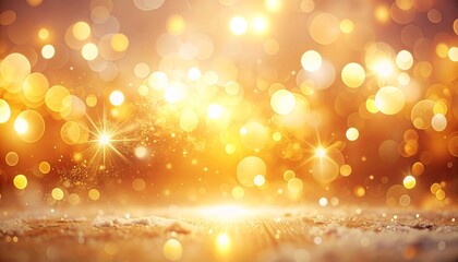 Fototapeta premium アンバーとゴールドの輝き、華やかなクリスマスボケ背景