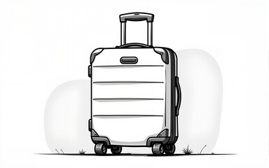 large travel suitcase monoline vector, one line baggage line art. High quality