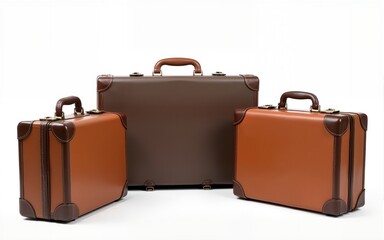 three old suitcases isolated on white background. High quality