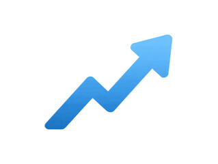Gráfico de seta azul ascendente em vetor, simbolizando crescimento, sucesso e progresso em fundo branco.