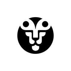 Modern Lion Head Emblem in a Circular Design