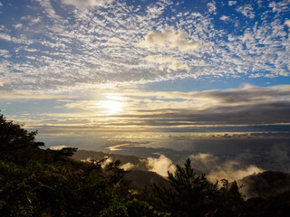 六甲山上からの夜明け　雲海の神戸大阪方面を臨む
