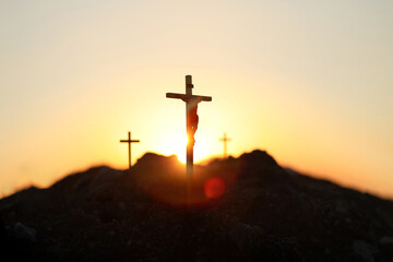 Bright light background and cross background symbolizing Jesus' sacrifice, passion, death and resurrection, Easter concept for Holy Week
