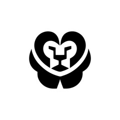 Obraz premium Lion Head Heart Logo Design Fierce Symbol