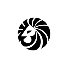 Abstract Lion Head Logo with Dynamic Mane Design