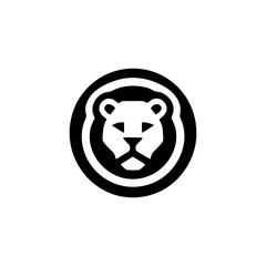 Monochromatic Lion Head Emblem for Modern Branding