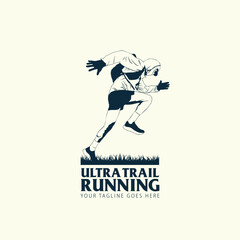 Ultra Trail running logo vector illustration on white background