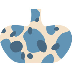 Abstract Patterned Vase With Organic Shapes In Blue And Cream Colors On A Transparent Background With A Smooth Finish