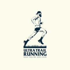 Ultra Trail running logo vector illustration on white background