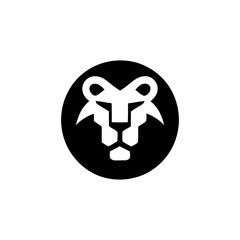 Minimalist Lion Head Vector Illustration in Emblem Style