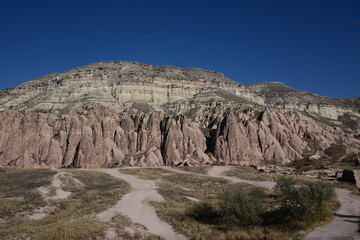 Volcanic Rock Formations and Cave Houses in Cappadocia, Turkey