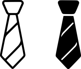 Minimalist icon, tie vector, black and white, outline and silhouette