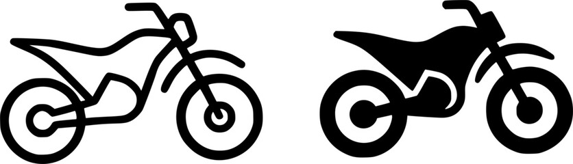 Minimalist icon, trail bike vector, black and white, outline and silhouette