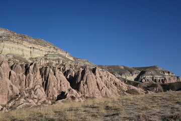Volcanic Rock Formations and Cave Houses in Cappadocia, Turkey
