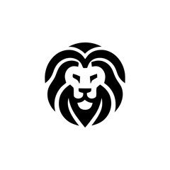 Majestic Lion Head Vector Emblem with Bold Black