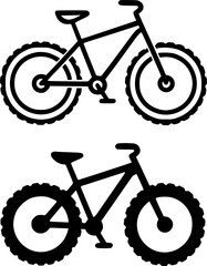 Minimalist icon, mountain bike vector, black and white, outline and silhouette