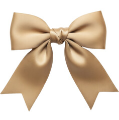  Golden champagne satin fabric bow on a transparent background for gift decoration a festive PNG image