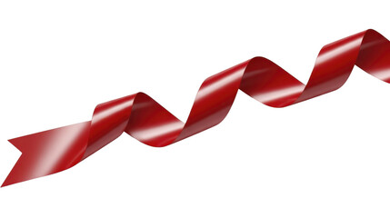  Red glossy swirling ribbon on a transparent background PNG image for celebration and presentation