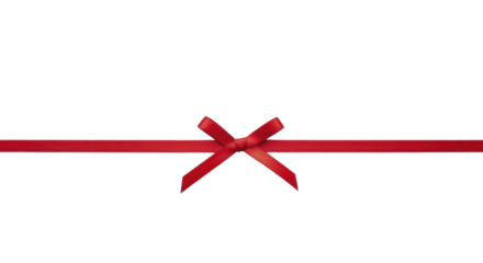 Red gift ribbon tied in a decorative bow on a transparent background PNG image