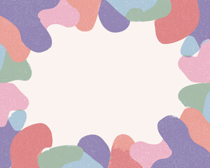 Obraz premium Moldura abstrata com formas orgânicas coloridas em tons pastel e textura sutil, fundo para design.