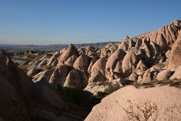 Volcanic Rock Formations and Cave Houses in Cappadocia, Turkey