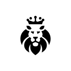 Regal Lion Head with Crown Graphic Vector Icon
