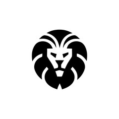 Bold Lion Head Crest Vector Silhouette Logo Design