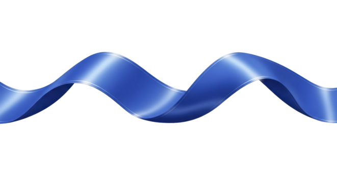  Wavy flowing blue ribbon on a transparent background PNG image, smooth elegant curved decorative ribbon PNG file