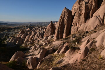 Volcanic Rock Formations and Cave Houses in Cappadocia, Turkey