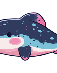 Ilustra&ccedil;&atilde;o vetorial de um golfinho fofo e colorido com pontos nas costas, estilo cartoon.