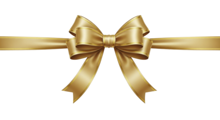 Luxury golden satin bow and ribbon with ornamental border on a transparent background, PNG image, PNG file