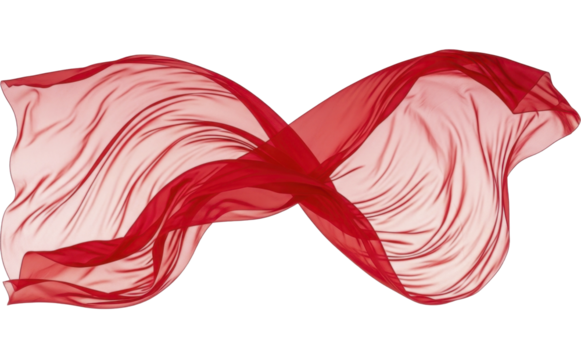  Red flowing sheer fabric on a transparent background, PNG image, PNG file