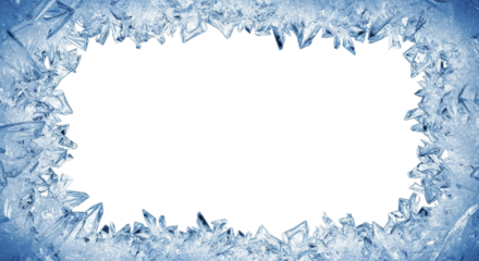 Winter frost ice crystals jagged frame on a transparent background, PNG image, PNG file, icy cold border