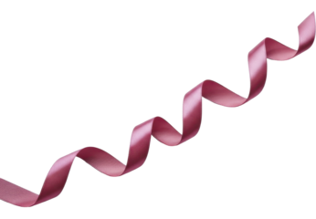  Pink curled ribbon flowing diagonally on a transparent background PNG image
