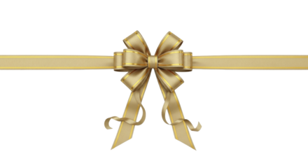  Elegant Golden Ribbon and Decorative Bow on Transparent Background, PNG Image for Festive Packaging