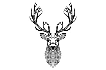 Majestic Winter Reindeer in Hand-Drawn Sketch Style