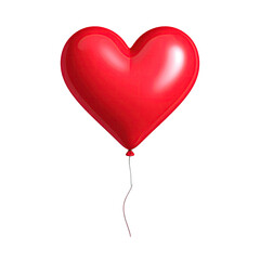 Shiny red heart balloon on string against black background