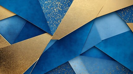 Luxury Blue and Gold Geometric Abstract Layered Texture