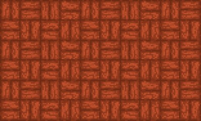 Pixel art textures with a classic brown parquet wood floor pattern. Ideal for game assets, 8-bit backgrounds, digital art, textiles, website design, and wallpaper. 